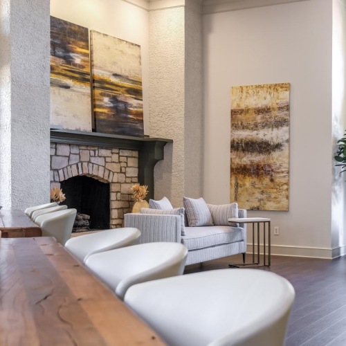 Everything within reach a living room with a fireplace